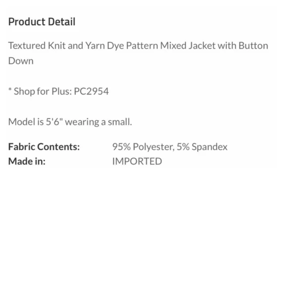 NWT GiGio Textured Knit and Yarn Dye Pattern Mixed Jacket with buttons - Picture 8 of 8